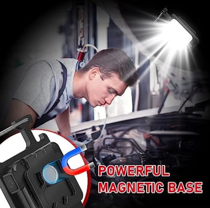 COB LED Work Light, 500 Lumens, Type-C Charging, Magnetic Base, 3 Modes, Waterproof, Rechargeable Keychain Torch