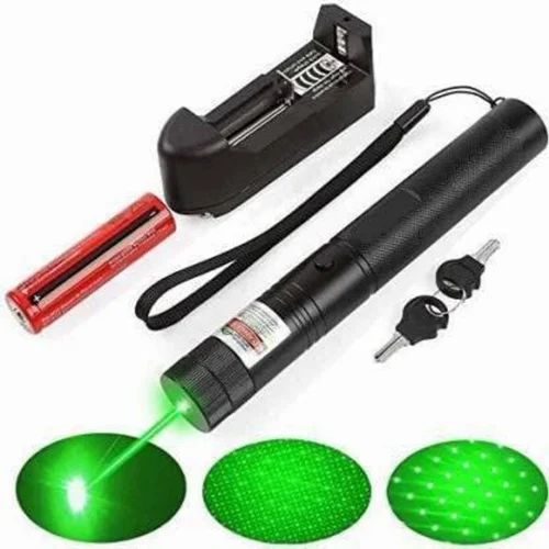2-in-1 Green Laser Pointer with Starry Effect Cap, Rechargeable Battery, Safety Lock