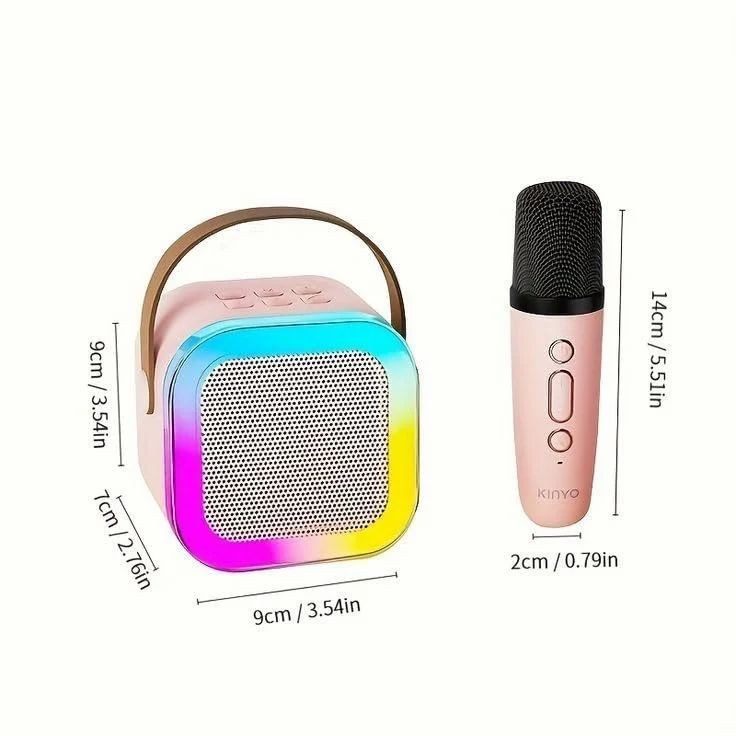 Rechargeable Karaoke Mic with Speaker for Singing | Wireless Mini Portable Bluetooth Speaker with Microphone & LED Lights | Cute Birthday Gift for Kids Musical Toys for Boys, Girls and Adults