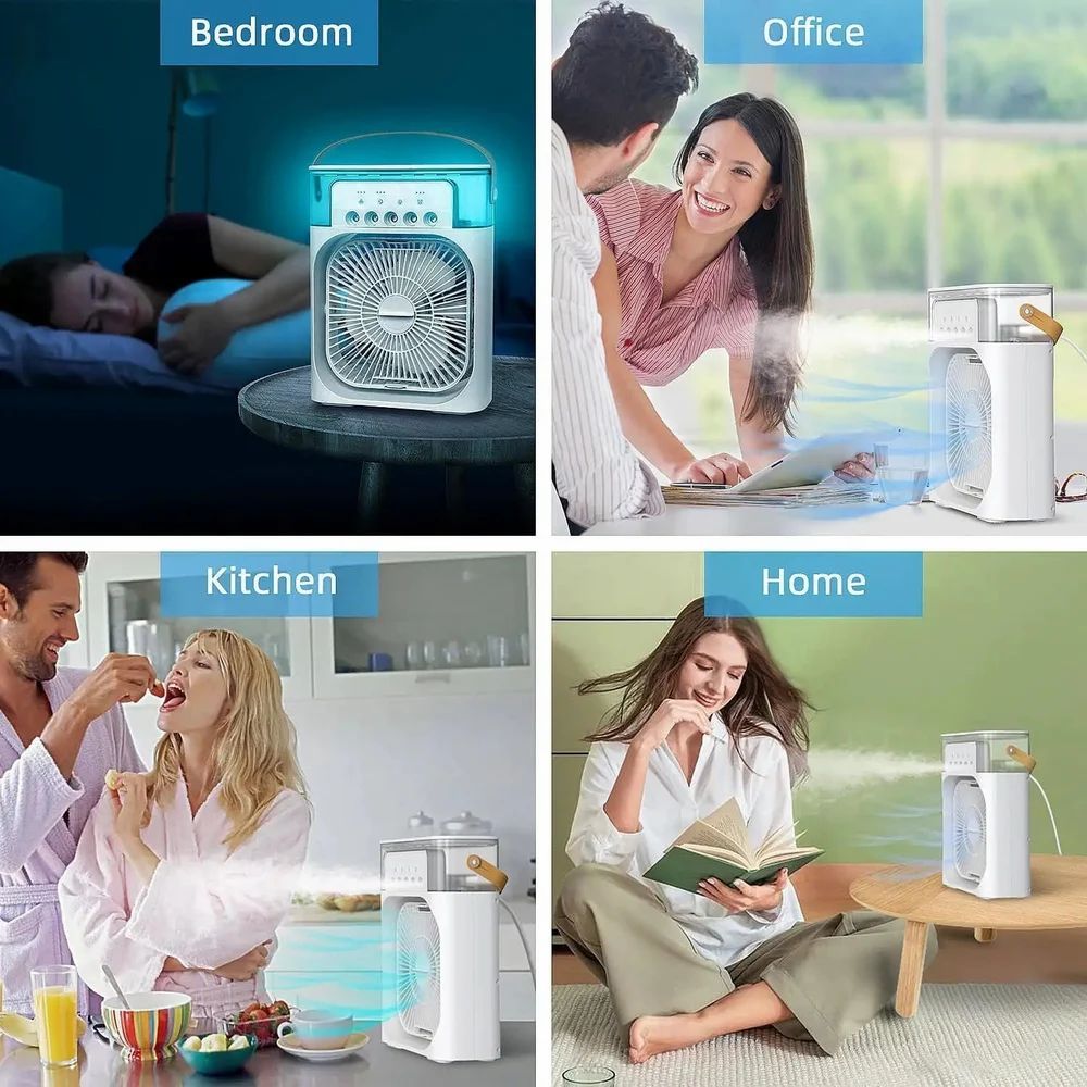Portable Misting Fan with 600ml Tank, 5 Spray Modes, 7-Colour LED Light, Timer Function, Ultra-Quiet Operation