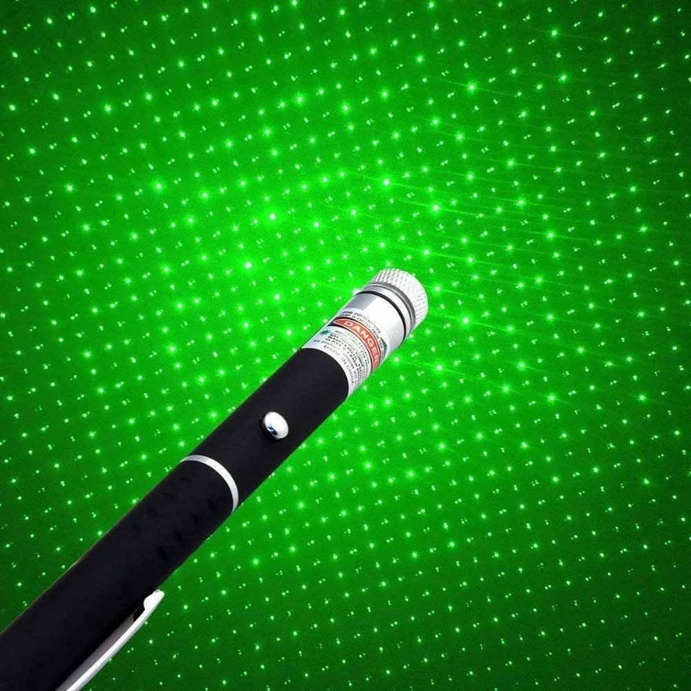 2-in-1 Green Laser Pointer with Starry Effect Cap, Rechargeable Battery, Safety Lock