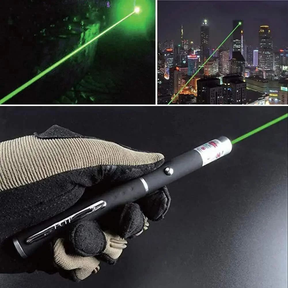 2-in-1 Green Laser Pointer with Starry Effect Cap, Rechargeable Battery, Safety Lock