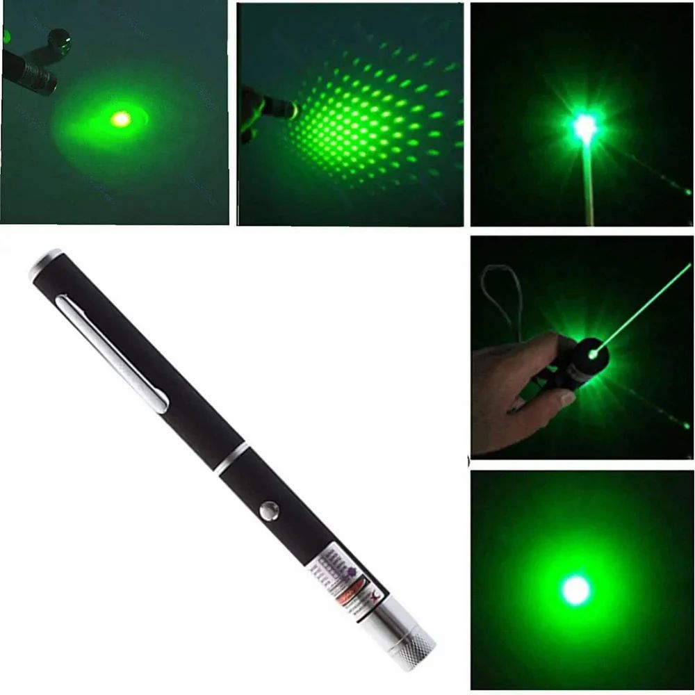 2-in-1 Green Laser Pointer with Starry Effect Cap, Rechargeable Battery, Safety Lock